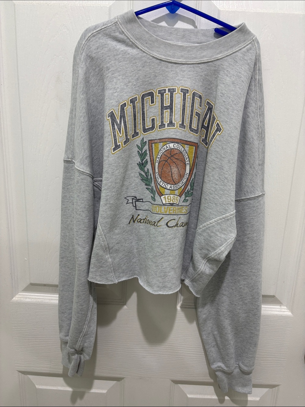 Abercrombie & Fitch Light Gray Michigan Graphic Crewneck